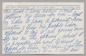 [Post Card from Hattie Oppenheimer to Daniel W. Kempner, December 1949]
