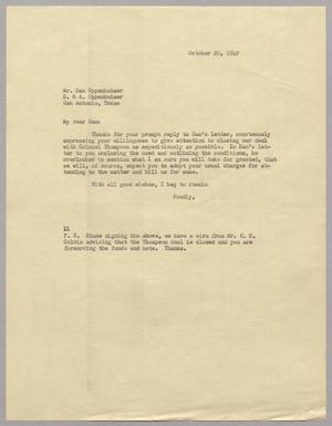 [Letter from I. H. Kempner to Dan Oppenheimer, October 20, 1949]