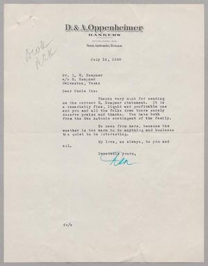 [Letter from Dan Oppenheimer to I. H. Kempner, July 16, 1949]