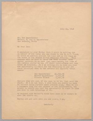 [Letter from R. Lee Kempner to Dan Oppenheimer, July 11, 1949]