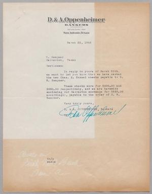 [Letter from Dan Oppenheimer to H. Kempner, March 22, 1949]