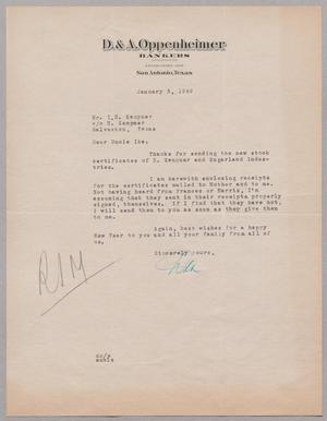 [Letter from Dan Oppenheimer to I. H. Kempner, January 3, 1949]