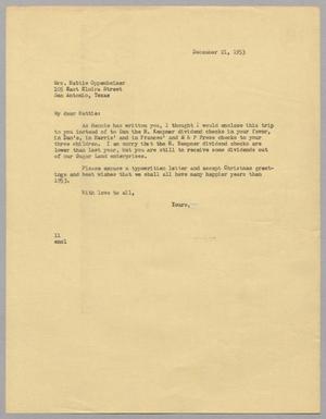 [Letter from I. H. Kempner to Hattie Oppenheimer, December 21, 1953]