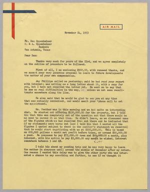 [Letter from Harris Leon Kempner to Dan Oppenheimer, November 24, 1953]