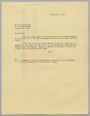 [Letter from I. H. Kempner to Dan Oppenheimer, September 5, 1953]