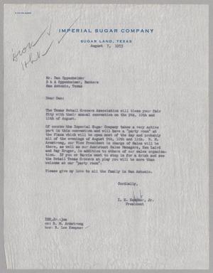[Letter from I. H. Kempner, Jr. to Dan Oppenheimer, August 7, 1953]