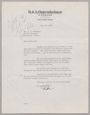 [Letter from Dan Oppenheimer to I. H. Kempner, June 25, 1953]