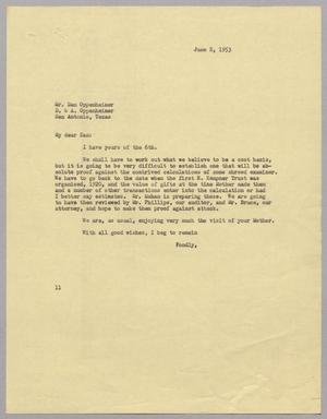 [Letter from I. H. Kempner to Dan Oppenheimer, June 8, 1953]