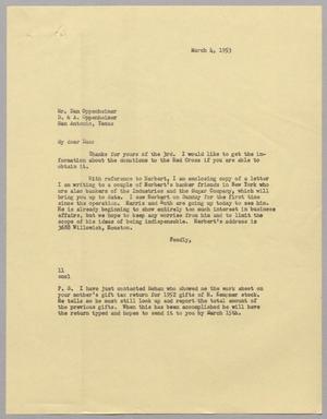 [Letter from I. H. Kempner to Dan Oppenheimer, March 4, 1953]