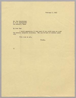 [Letter from I. H. Kempner to Dan Oppenheimer, February 7, 1953]