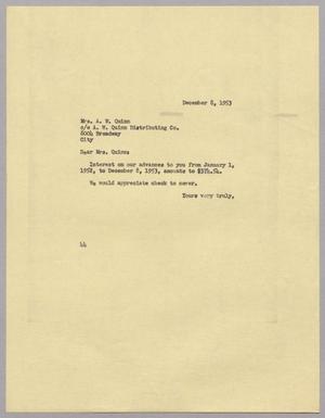 [Letter from A. H. Blackshear Jr. to Lyda Quinn, December 8, 1953]