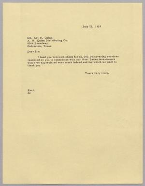 [Letter from D. W. Kempner to Arthur William Quinn, July 29, 1953]