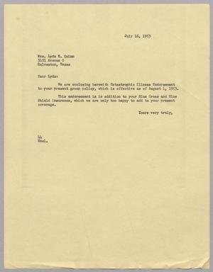 [Letter from A. H. Blackshear Jr. to Lyda Quinn, July 16, 1953]