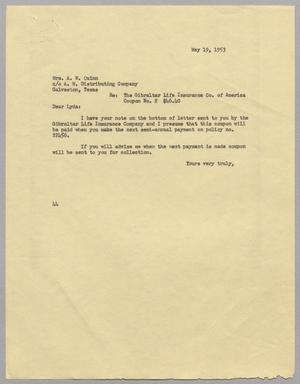 [Letter from A. H. Blackshear Jr. to Lyda Quinn, May 19, 1953]