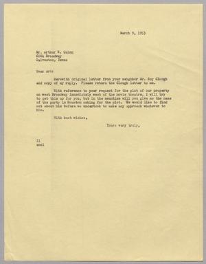[Letter from I. H. Kempner to Arthur William Quinn, March 9, 1953]