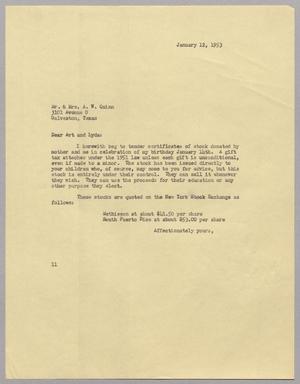 [Letter from I. H. Kempner to Arthur William Quinn and Lyda Quinn, Januray 12, 1953]