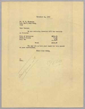 [Letter from A. H. Blackshear Jr. to Dr. E. R. Thompson, November 14, 1953]