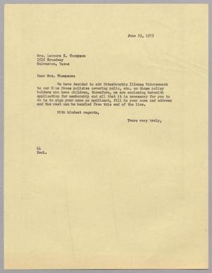 [Letter from A. H. Blackshear Jr. to Henrietta Leonora Thompson, June 23, 1953]