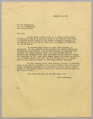 [Letter from A. H. Blackshear, Jr. to Dan Oppenheimer, December 31, 1954]