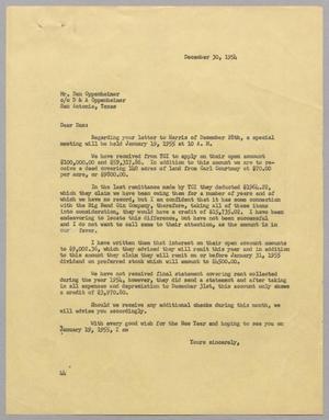 [Letter from A. H. Blackshear, Jr. to Dan Oppenheimer, December 30, 1954]