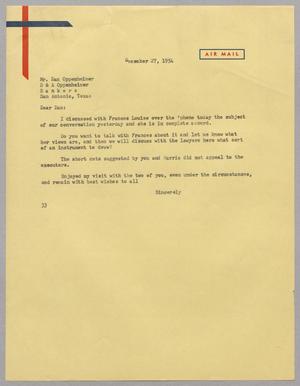[Letter from Harris Leon Kempner to Dan Oppenheimer, December 27, 1954]