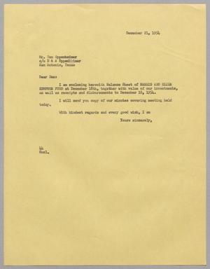 [Letter from A. H. Blackshear Jr. to Dan Oppenheimer, December 21, 1954]
