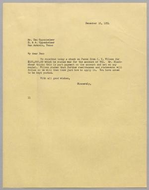 [Letter from I. H. Kempner to Dan Oppenheimer, December 18, 1954]