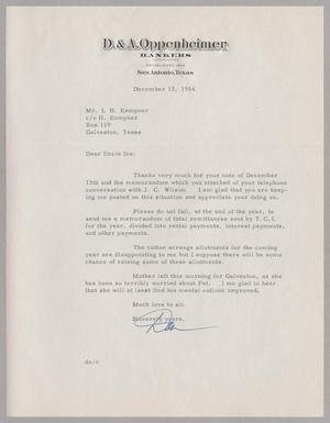 [Letter from Dan Oppenheimer to I. H. Kempner, December 13, 1954]