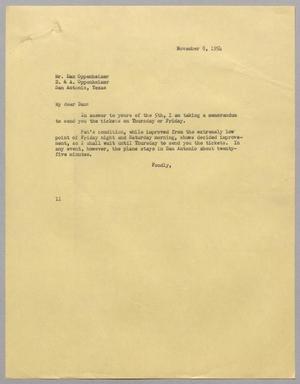 [Letter from I. H. Kempner to Dan Oppenheimer, November 8, 1954]