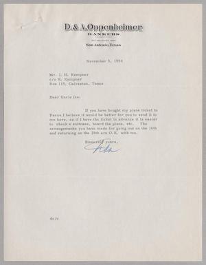[Letter from Dan Oppenheimer to I. H. Kempner, November 5, 1954]