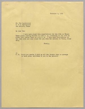 [Letter from I. H. Kempner to Dan Oppenheimer, November 4, 1954]