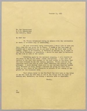[Letter from I. H. Kempner to Dan Oppenheimer, October 11, 1954]