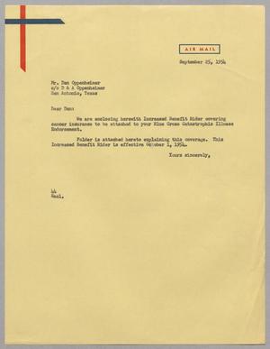 [Letter from A. H. Blackshear Jr. to Dan Oppenheimer, September 25, 1954]