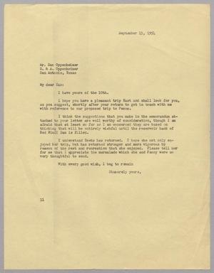 [Letter from I. H. Kempner to Dan Oppenheimer, September 13, 1954]