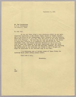 [Letter from Isaac H. Kempner to Dan Oppenheimer, September 9, 1954]