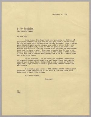 [Letter from I. H. Kempner to Dan Oppenheimer, September 4, 1954]