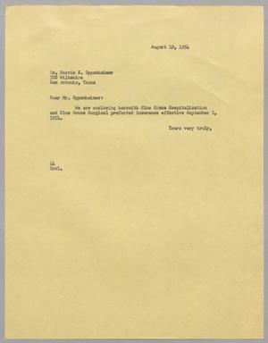 [Letter from A. H. Blackshear Jr. to Harris K. Oppenheimer, August 19, 1954]