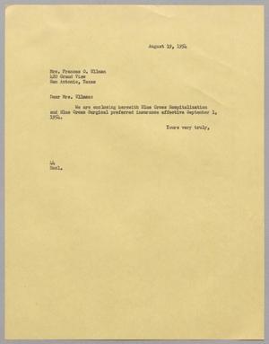 [Letter from A. H. Blackshear Jr. to Frances O. Ullman, August 19, 1954]