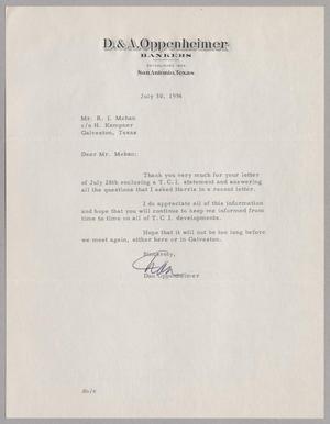 [Letter from Dan Oppenheimer to Ray I. Mehan, July 30, 1954]