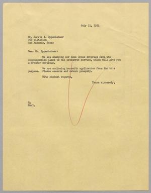[Letter from A. H. Blackshear Jr. to Harris K. Oppenheimer, July 21, 1954]