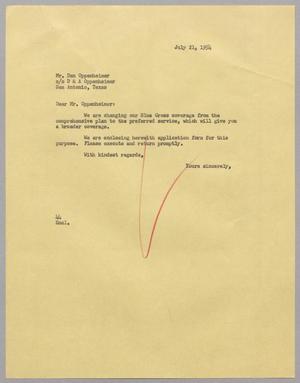 [Letter from A. H. Blackshear Jr. to Dan oppenheimer, July 21, 1954]