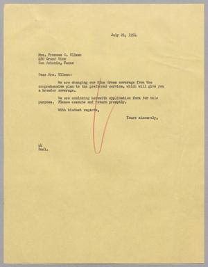 [Letter from A. H. Blackshear Jr. to Frances O. Ullman, July 21, 1954]