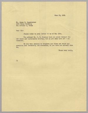 [Letter from A. H. Blackshear Jr. to Jesse H. Oppenheimer, June 25, 1954]
