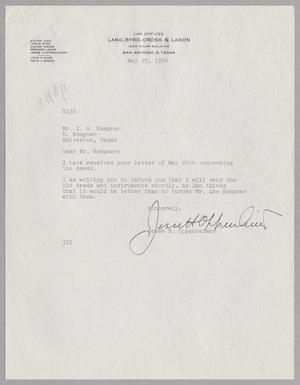 [Letter from Jesse H. Oppenheimer to I. H. Kempner, May 25, 1954]