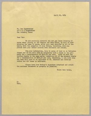 [Letter from A. H. Blackshear Jr. to Dan Oppenheimer, April 26, 1954]