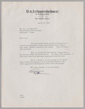 [Letter from Dan Oppenheimer to R. Lee Kempner, April 15, 1954]