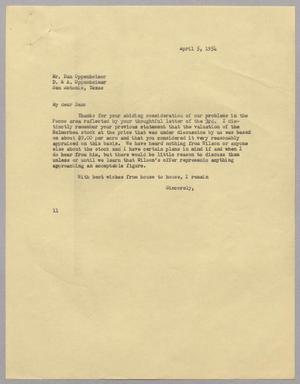 [Letter from I. H. Kempner to Dan Oppenheimer, April 5, 1954]