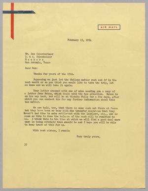 [Letter from Harris Leon Kempner to Dan Oppenheimer, February 15, 1954]