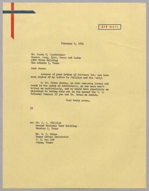 [Letter from Harris Leon Kempner to Jesse H. Oppenheimer, February 6, 1954]