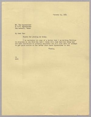 [Letter from I. H. Kempner to Dan Oppenheimer, January 14, 1954]